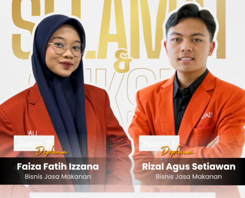 elamat dan Sukses Faiza Fatih Izzana Juara 2 Diploma dan Rizal Agus Setiawan Juara 1 Diploma Pilmapres VI PTMA 2026 FEB UAD