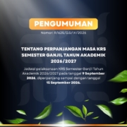 Pengumuman Perpanjangan Masa KRS Semester Ganjil TA 2026 2027 Nomor R 625 D 5 IX 2026 FEB UAD