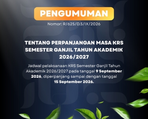 Pengumuman Perpanjangan Masa KRS Semester Ganjil TA 2026 2027 Nomor R 625 D 5 IX 2026 FEB UAD